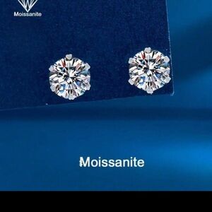 New White Moissanite Six-Prong stud  Earrings